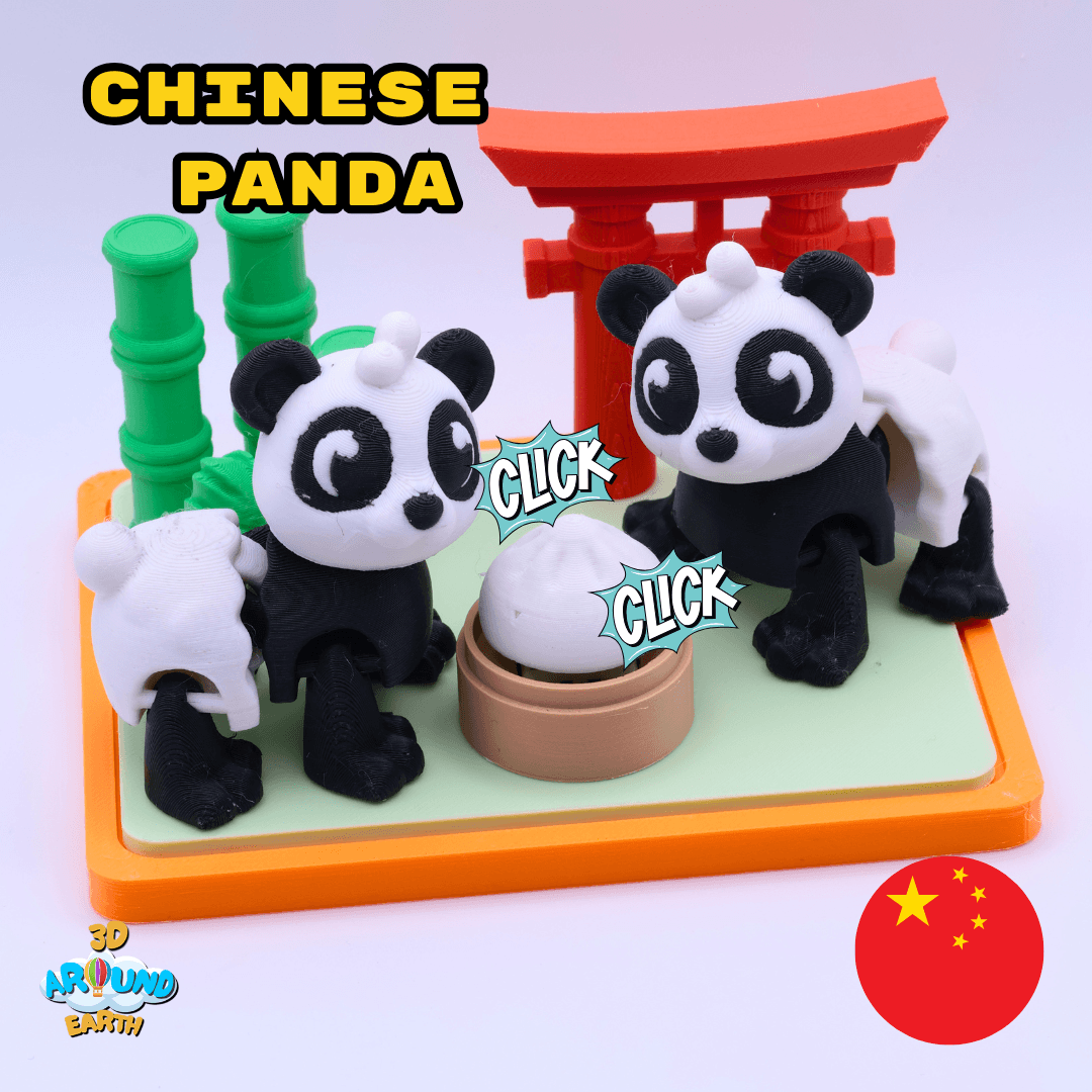 Cute Flexi Panda Diorama - China 3d model