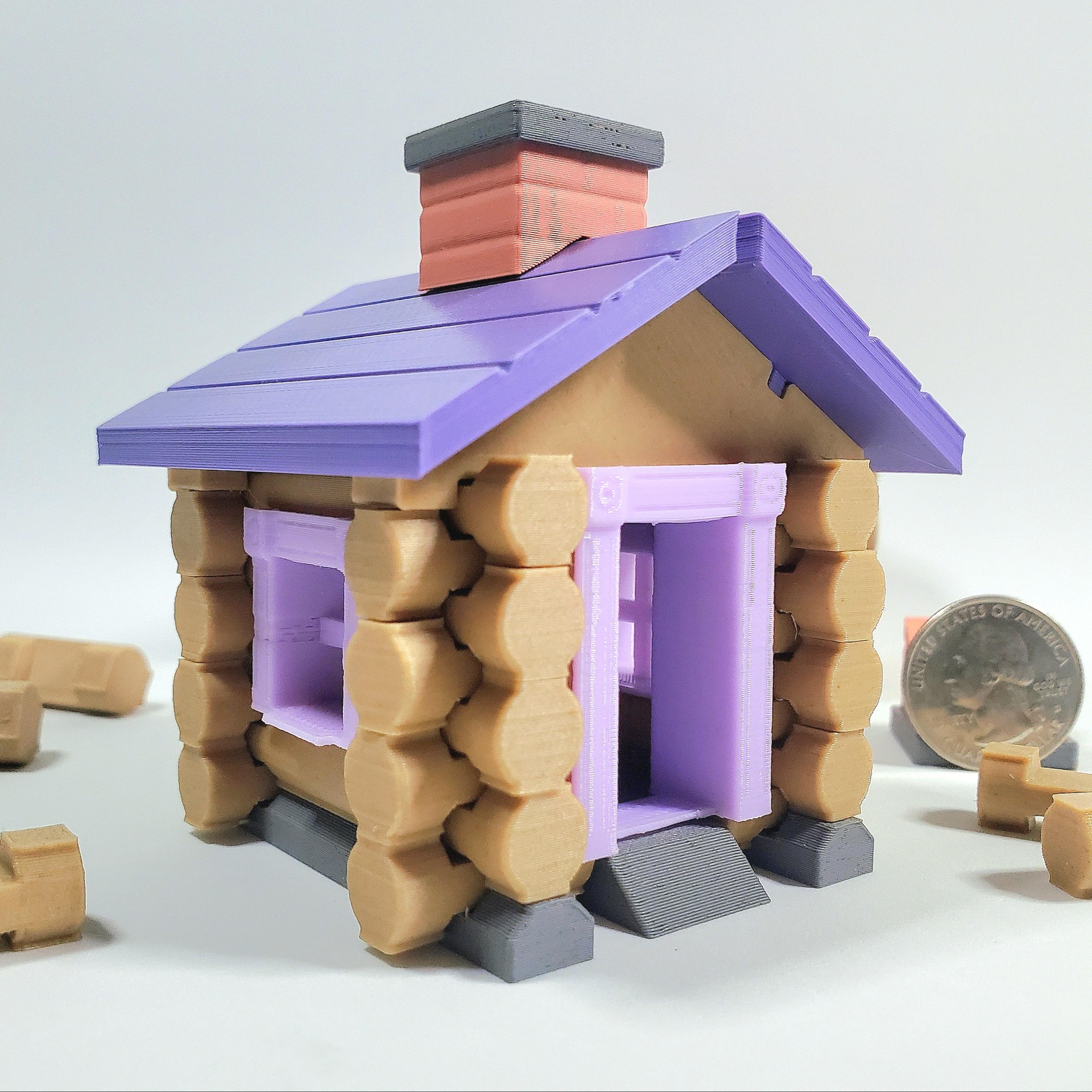 Deluxe Miniature Log Cabin Building Kit *ALL PARTS INCLUDED* Classic Novelty Toy 3d model