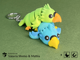 Cute Flexi Parrot (Toy, Keychain & Magnet), Fun Articulated Toy 3d model