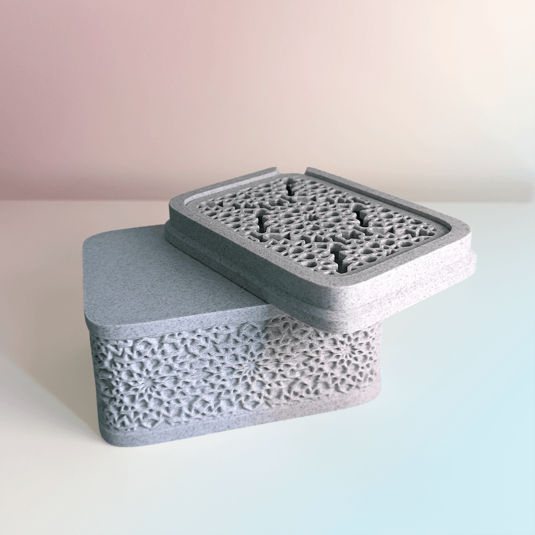 Soap Case + Dish Arabic Pattern 3d model