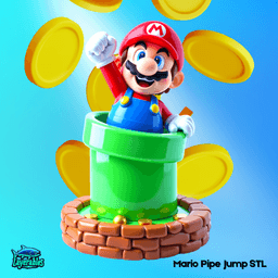 Super Mario STL File – Mario Pipe Jump 3D Print – Nintendo Scene Figurine 3d model