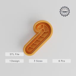 Candy Cane Cookie Cutter & Stamp Set, Christmas Baking, Festive Candy Shapes, Holiday Cookie Decoration, 6 Piece Mold Bundle PRODUCT_4832 3d model