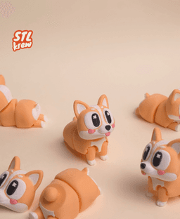 Articulated Corgi - No support, print in place 3d model