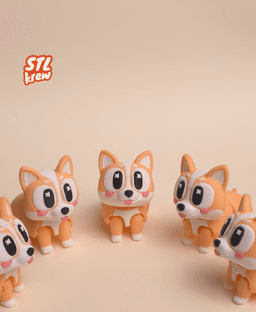 Articulated Corgi - No support, print in place 3d model