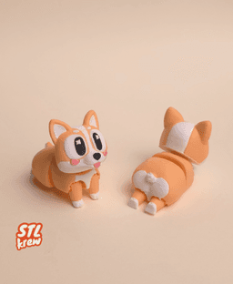 Articulated Corgi - No support, print in place 3d model