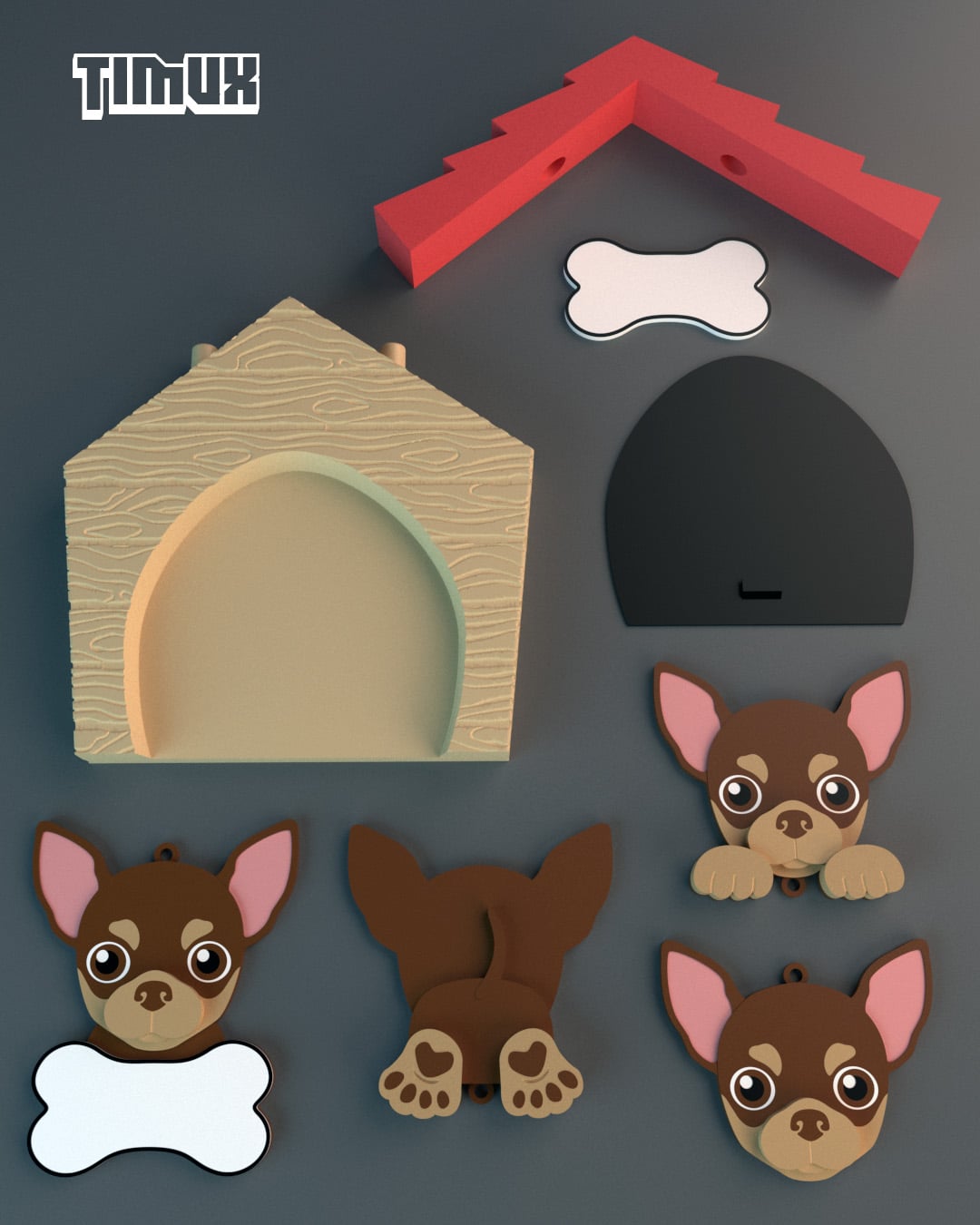 CHIHUAHUA KEYCHAIN SET 3d model