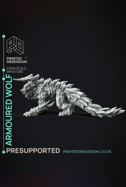 Armoured Wolf - Hunting Party - PRESUPPORTED - Illustrated and Stats - 32mm scale 3d model