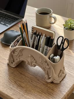 Ornate Baroque Desk Organizer – Neo-Classical Desktop Stationery Caddy & Office Sculpture 3d model