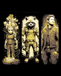 Fanart Set of Bookmarks from Guardians of the Galaxy - Rocket, Groot and Star-Lord 3d model