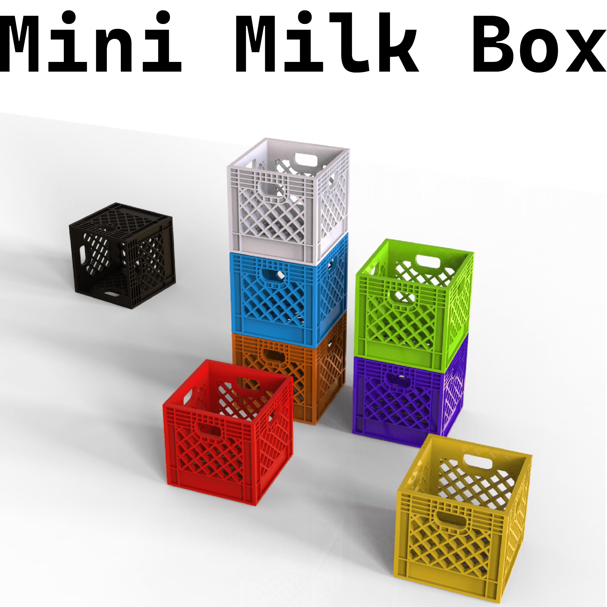 Miniature Milk Crate, Stackable Mini Milk Crate, 3D Print for Office, Office Gift, Organizer 3d model