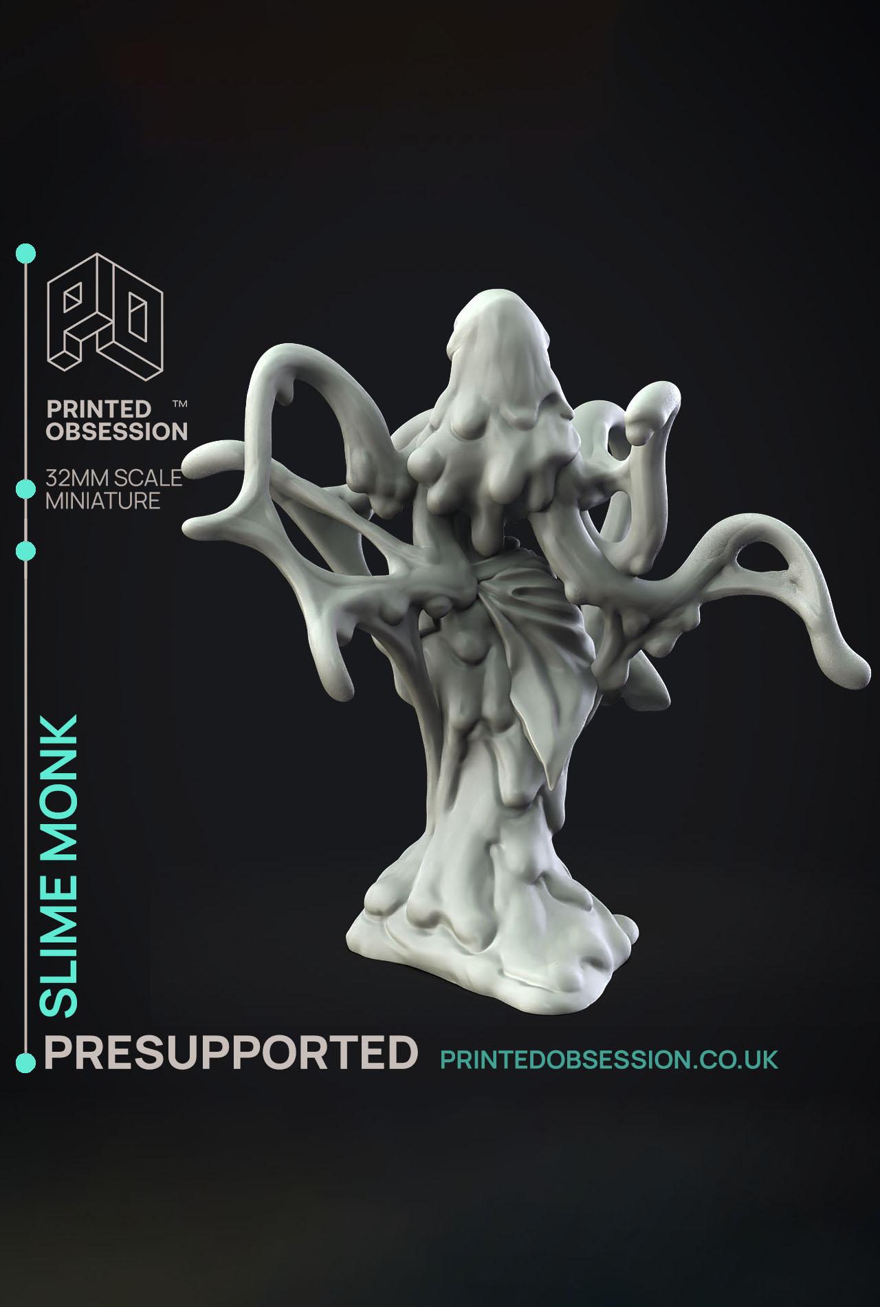 Slime Slime Monk - D&D miniature - PRESUPPORTED - 32mm Scale 3d model