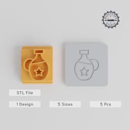 Teapot Stamp Tile Set, 5 Sizes for Clay, Cookies & Fondant, 20-40 mm, Perfect for Soft Materials, Drink & Teapot Design PRODUCT_5496 3d model