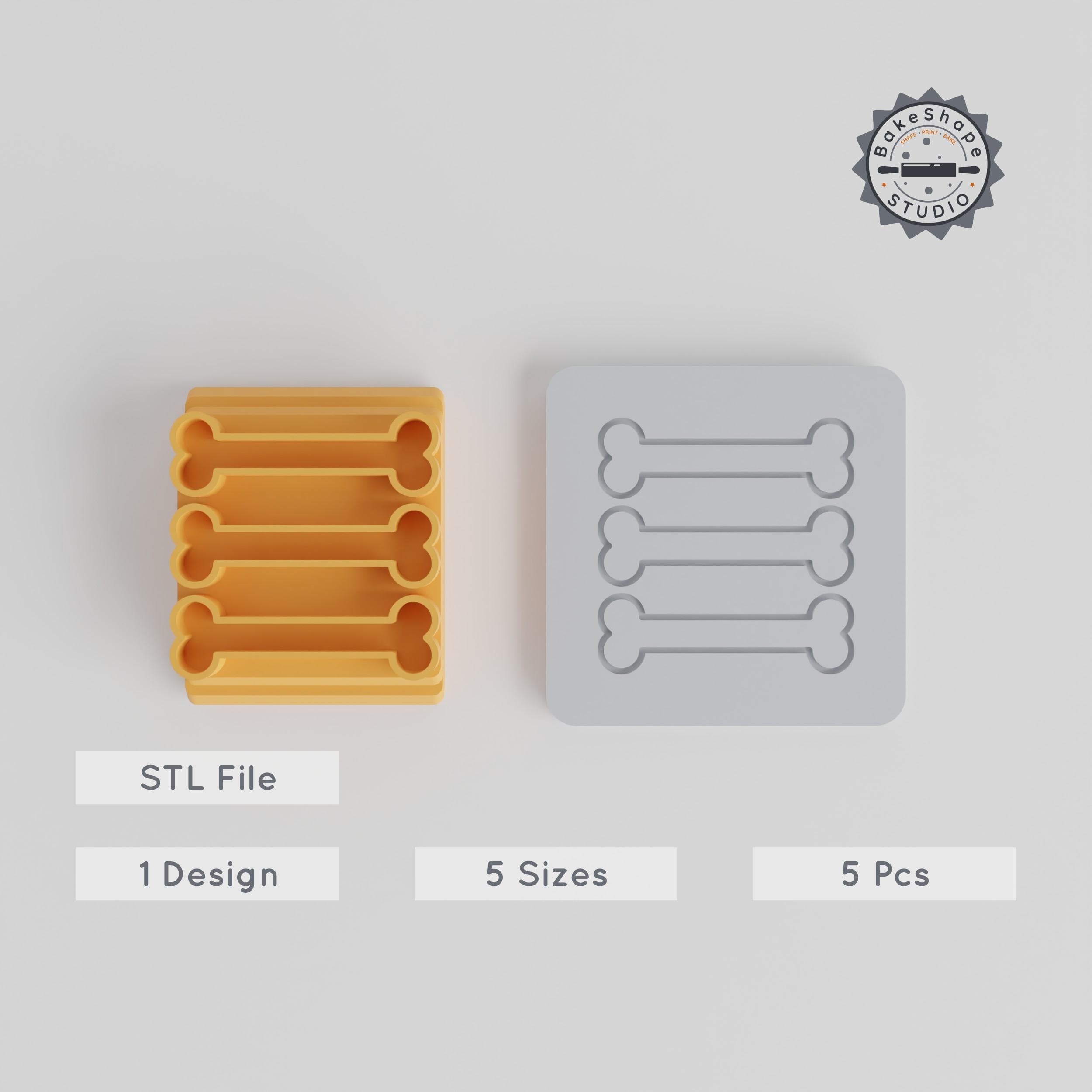 Bones Stamp Tile Bundle, 5 Sizes, Skeleton Motif, Perfect for Clay, Cookies & Fondant, Halloween Theme PRODUCT_3959 3d model
