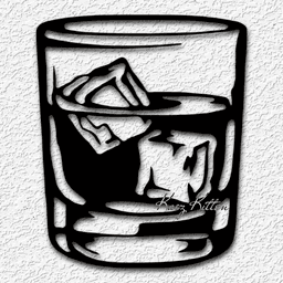 WHISKEY GLASS ICE wall art Bar sign home decor 3d model