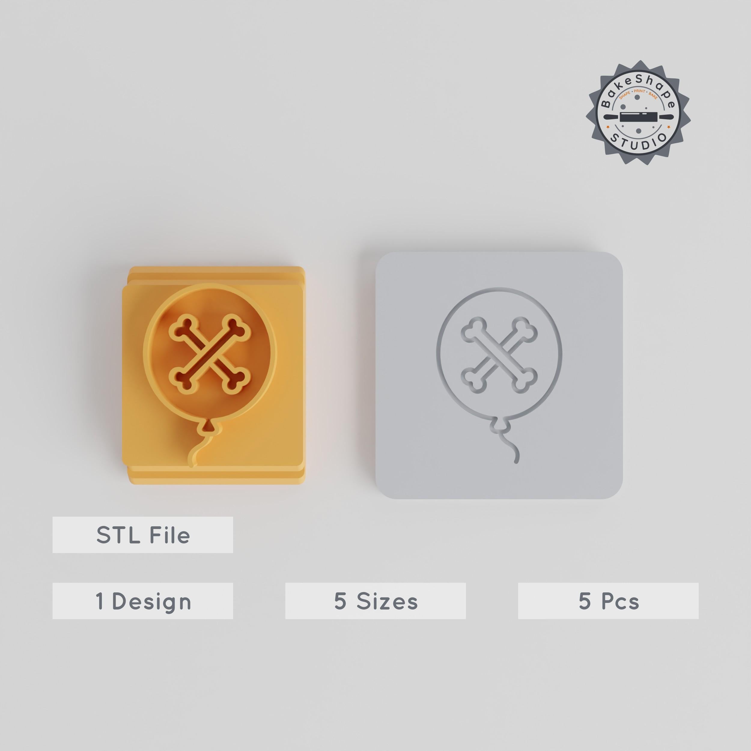 Balloon Stamp Tile Bundle, 5 Sizes, Clay & Cookie Decoration, Perfect for Fondant & Soft Materials, Ideal for Party & Halloween Themes PRODUCT_3943 3d model