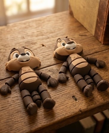 Chip and Dale Flexi Figurines - Cute Articulated Chipmunk Collectibles 3d model
