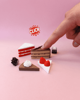 Cake Slice Fidget Clicker Keychain – Birthday Collection 3d model