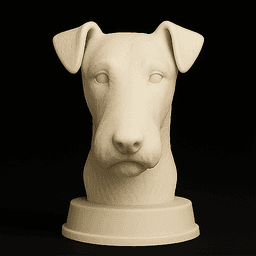 Fox Terrier Dog Bust - Dog Statue - STL 3MF - 3D Printable Dog Model - Pet Memorial 3d model