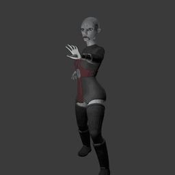 Cartoon style female dark Force user 3d model