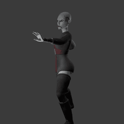 Cartoon style female dark Force user 3d model