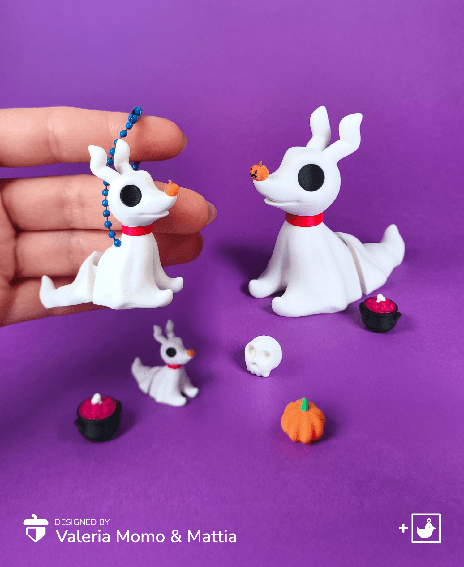Zero Dog Flexi Articulated, Toy Keychain (The Nightmare Before Christmas Saga), Halloween 3d model