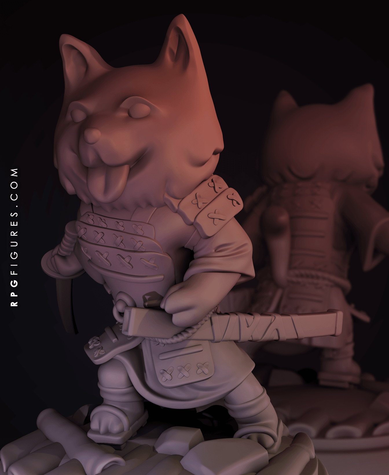 Shiba Samurai - with Free Monsters Series Pdf - Warrior RPG and Tabletop Games 3d model