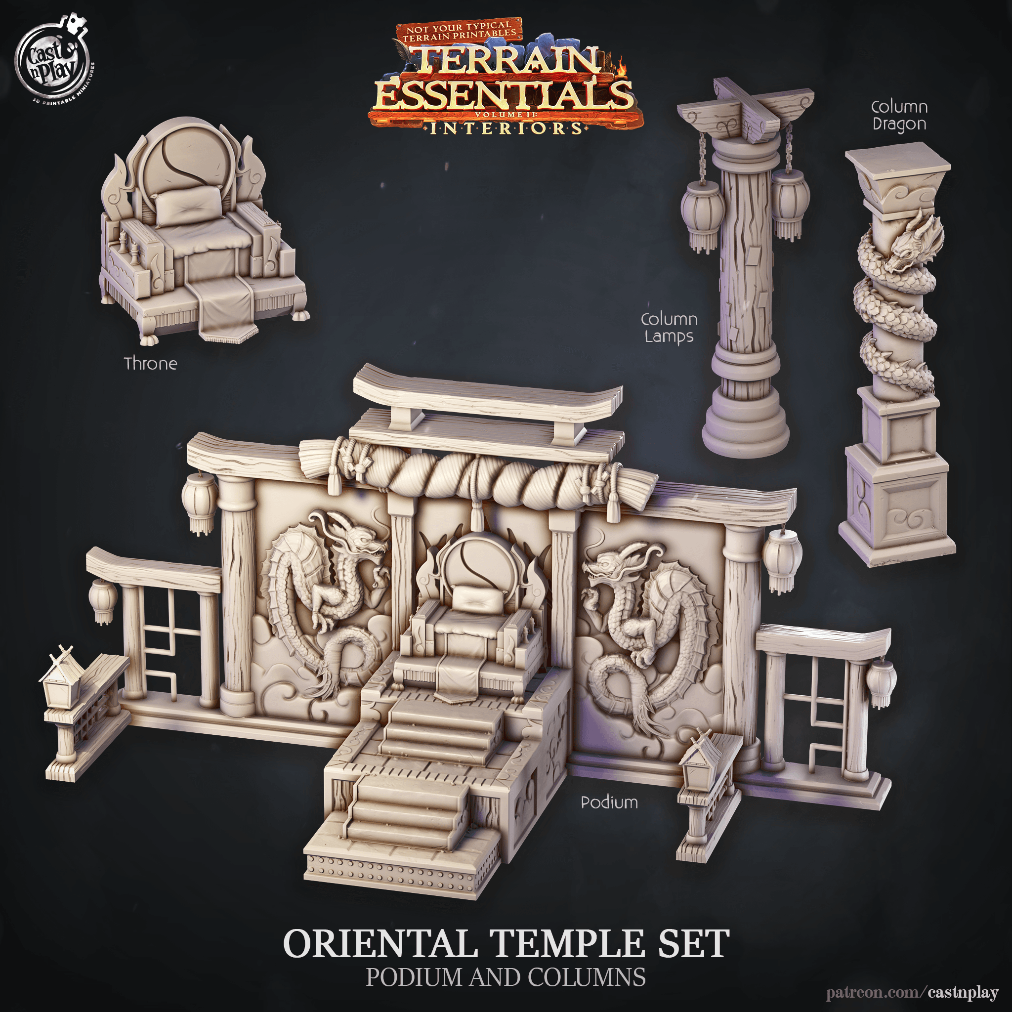 Oriental Temple Set (Pre-Supported) 3d model