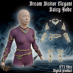 Dream Visitor Elegant Daisy Fantasy Robe Accessories/Jewelry Outfit Baldrus Gate 3 3d model