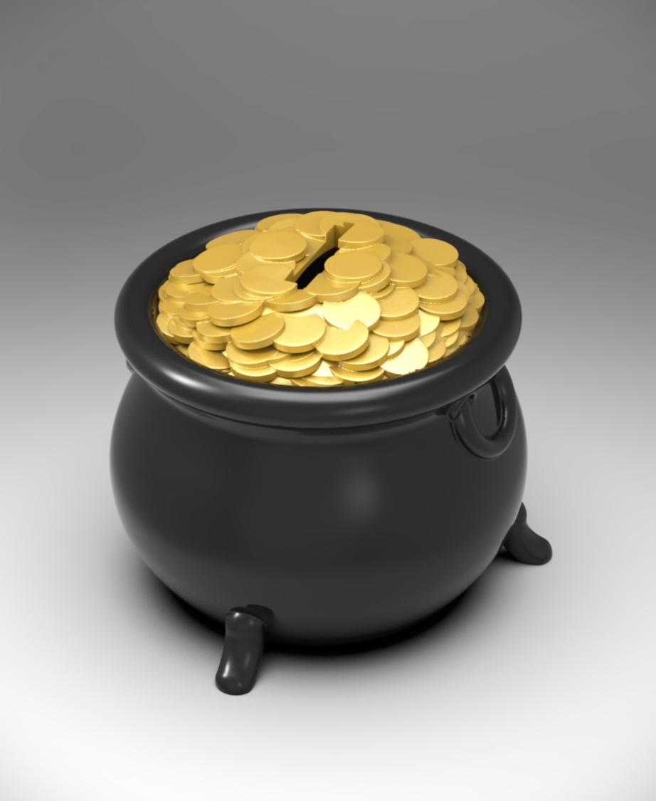 Pot o' Gold -PiggyBank (+MMU 3mf) 3d model