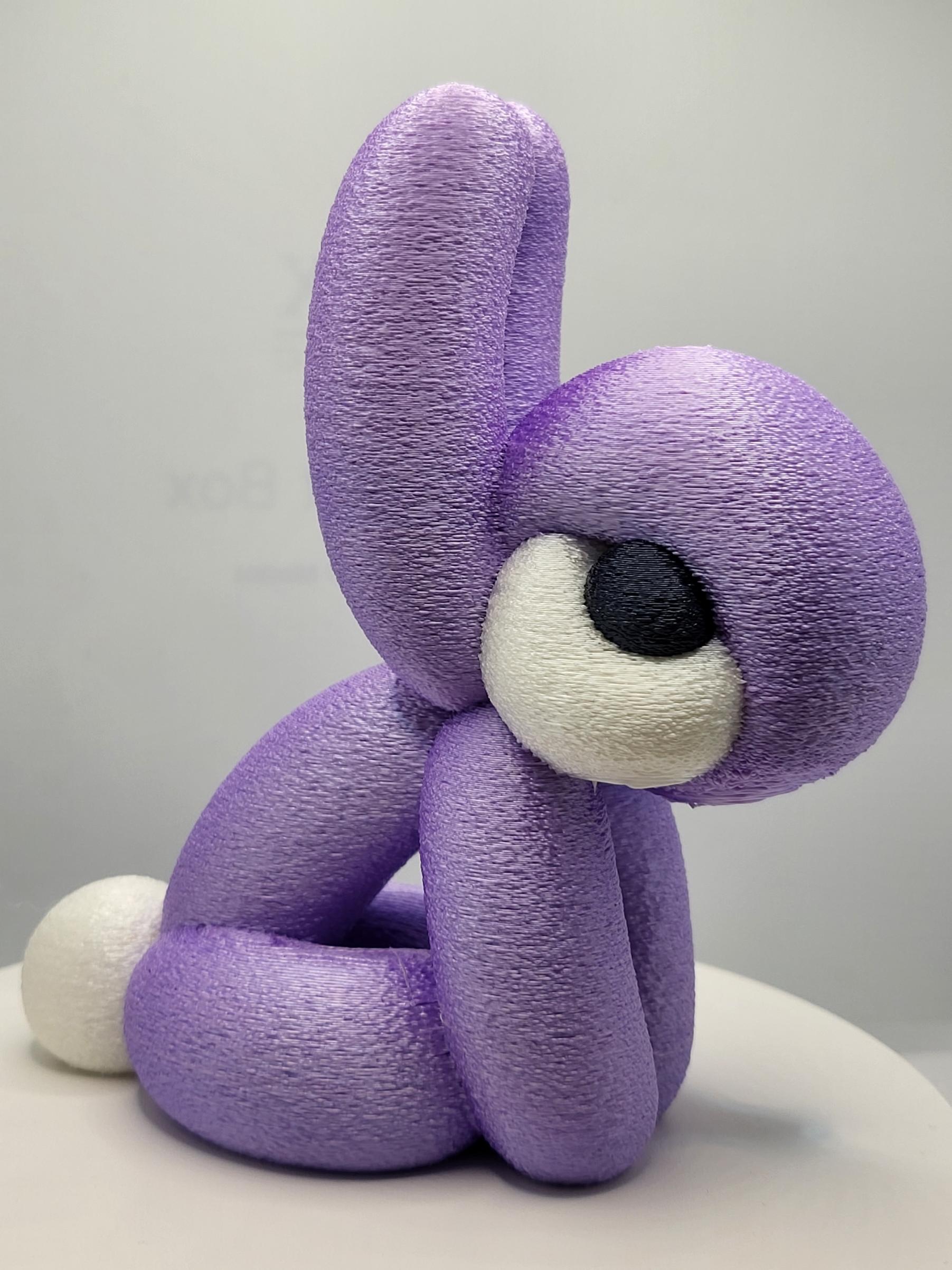 Balloon Bunny - Printed the model for my Niece, in silk pla, 16hrs  on the X1C with fuzzy skin turned on. Thank you, Chelsey.  - 3d model