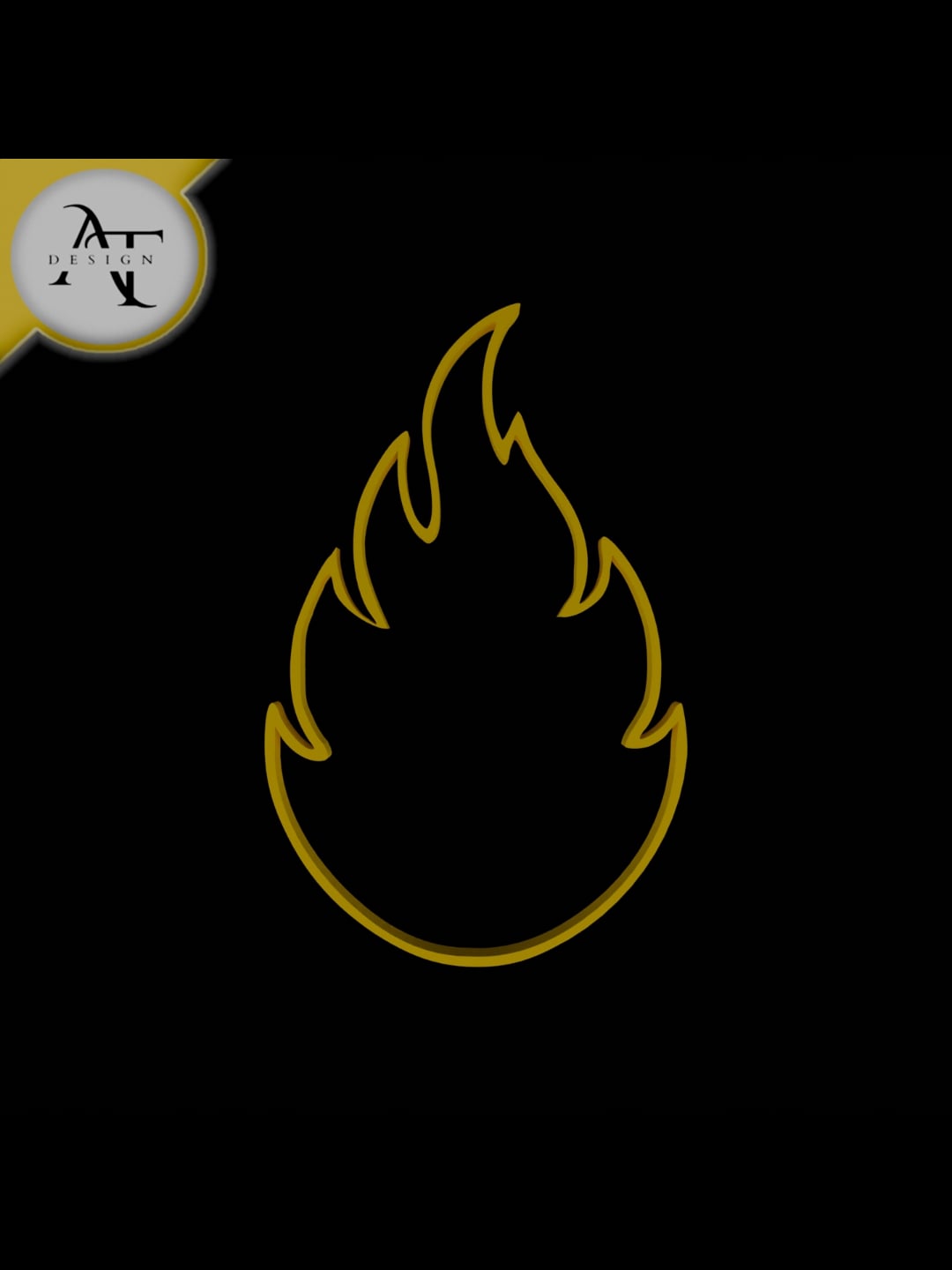 Simple Flame Symbol - 2D Art 3d model