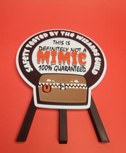 This is Definitely Not A Mimic Sign and stand 3d model