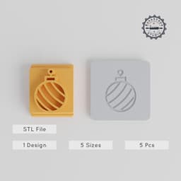 Bauble Stamp Tile Set, 5 Motif Sizes, Ideal for Clay & Cookies, Christmas Ornament Decoration, Party Line Icons PRODUCT_4552 3d model