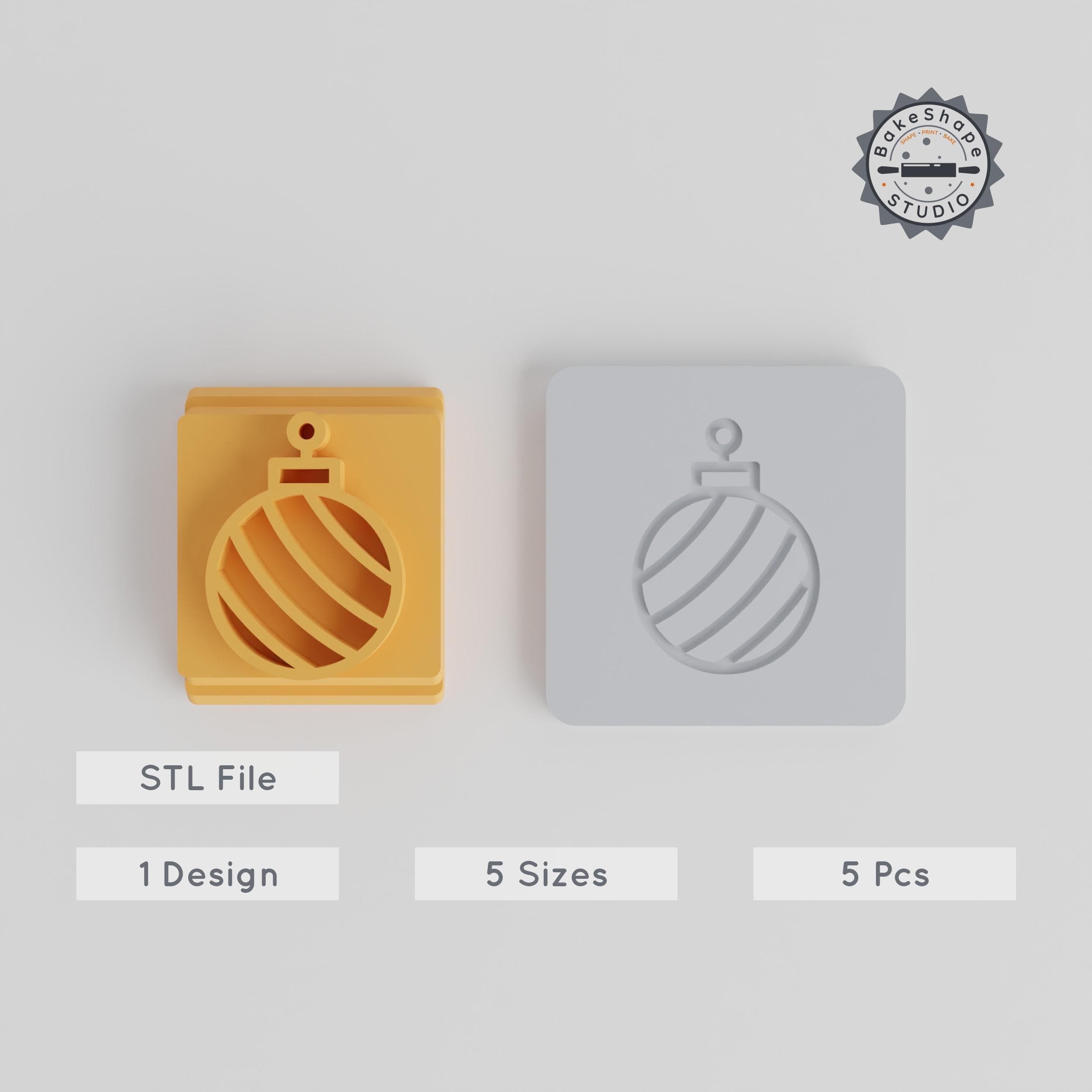 Bauble Stamp Tile Set, 5 Motif Sizes, Ideal for Clay & Cookies, Christmas Ornament Decoration, Party Line Icons PRODUCT_4552 3d model