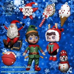 Christmas decoration set 3d model