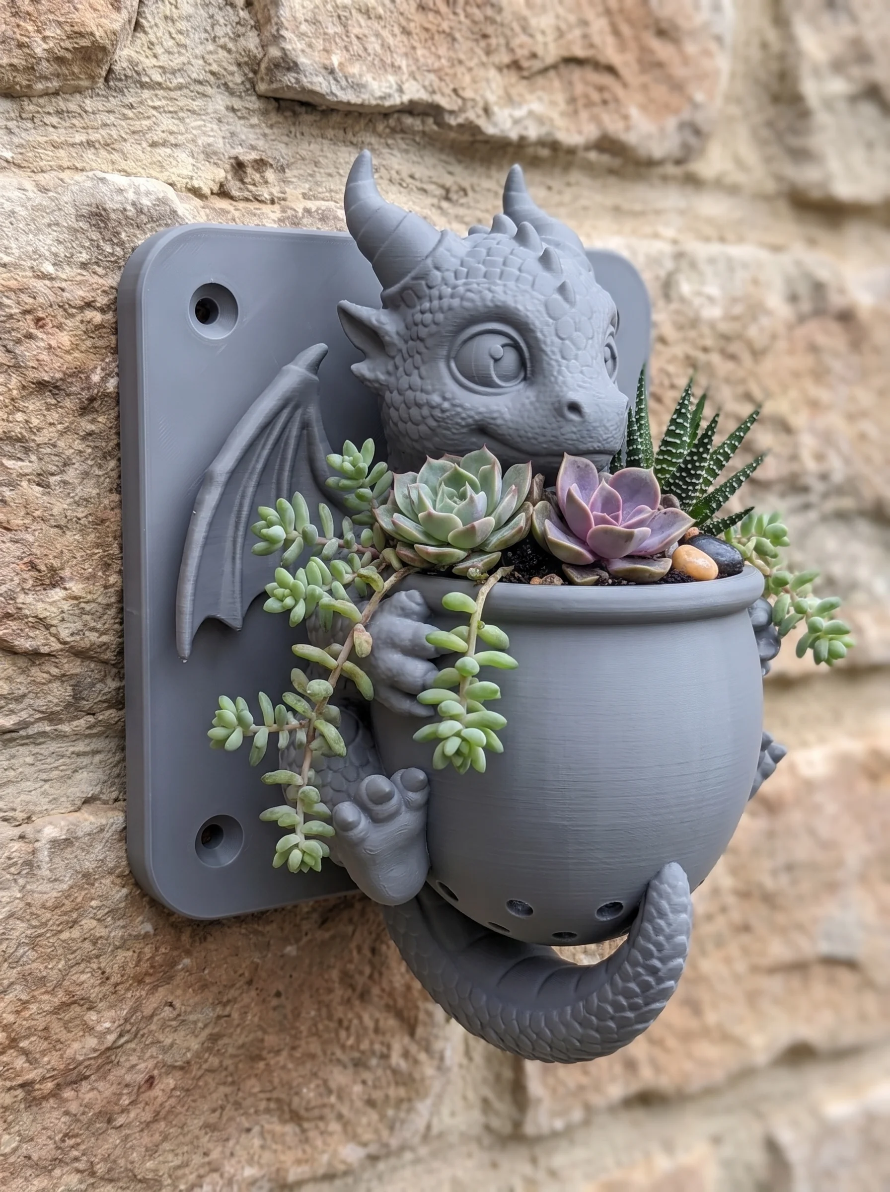Baby Dragon Wall Planter | STL for 3D Printing 3d model