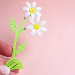 Daisy Hoops Earrings 3d model