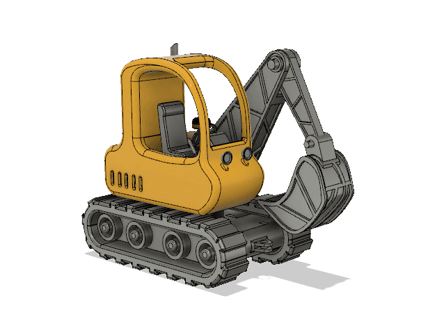 Yellow Excavator with Movements 3d model