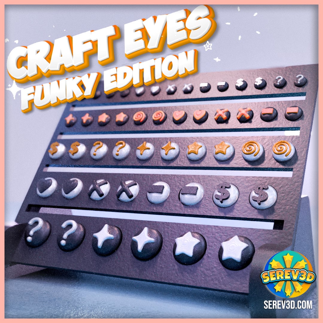 Serev3D Printable Craft Eyes - Funky Edition, Cabochon Glass Eye Replacement 3D Model STL/3MF 3d model