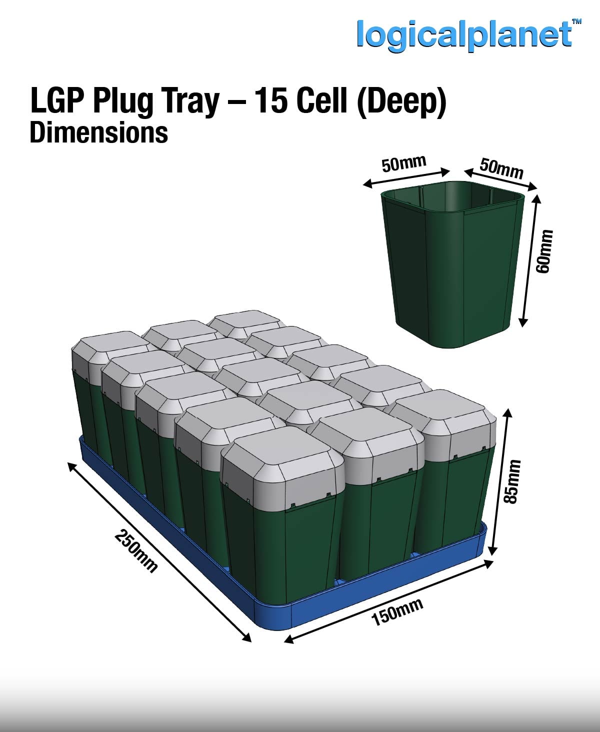 Deep Cell Plug Tray – 5×3 Modular Seed Starter System 3d model