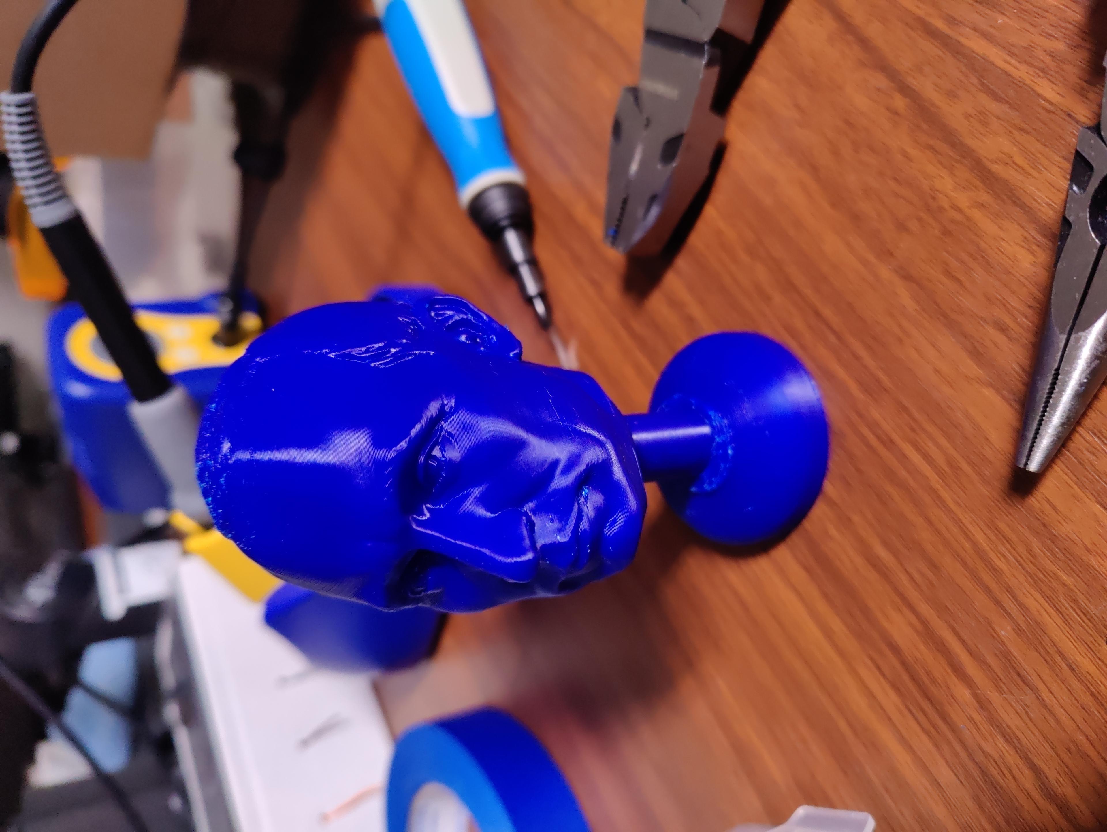 putin buttplug - Printed in one piece 0.4mm nozzle, 0.15mm layers, support "everywhere", 3 perimeters, 15% gyroid infill, printed in PLA (matter hackers blue). 4 hour print time. - 3d model