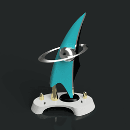 Googie Rocket Wing Desk Totem (Ornament) 3d model