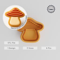 Mushroom Shape Cutter & Stamp Set, Cookie & Fondant Decor, S/M/L Sizes, Nature & Plant Theme PRODUCT_1001 3d model