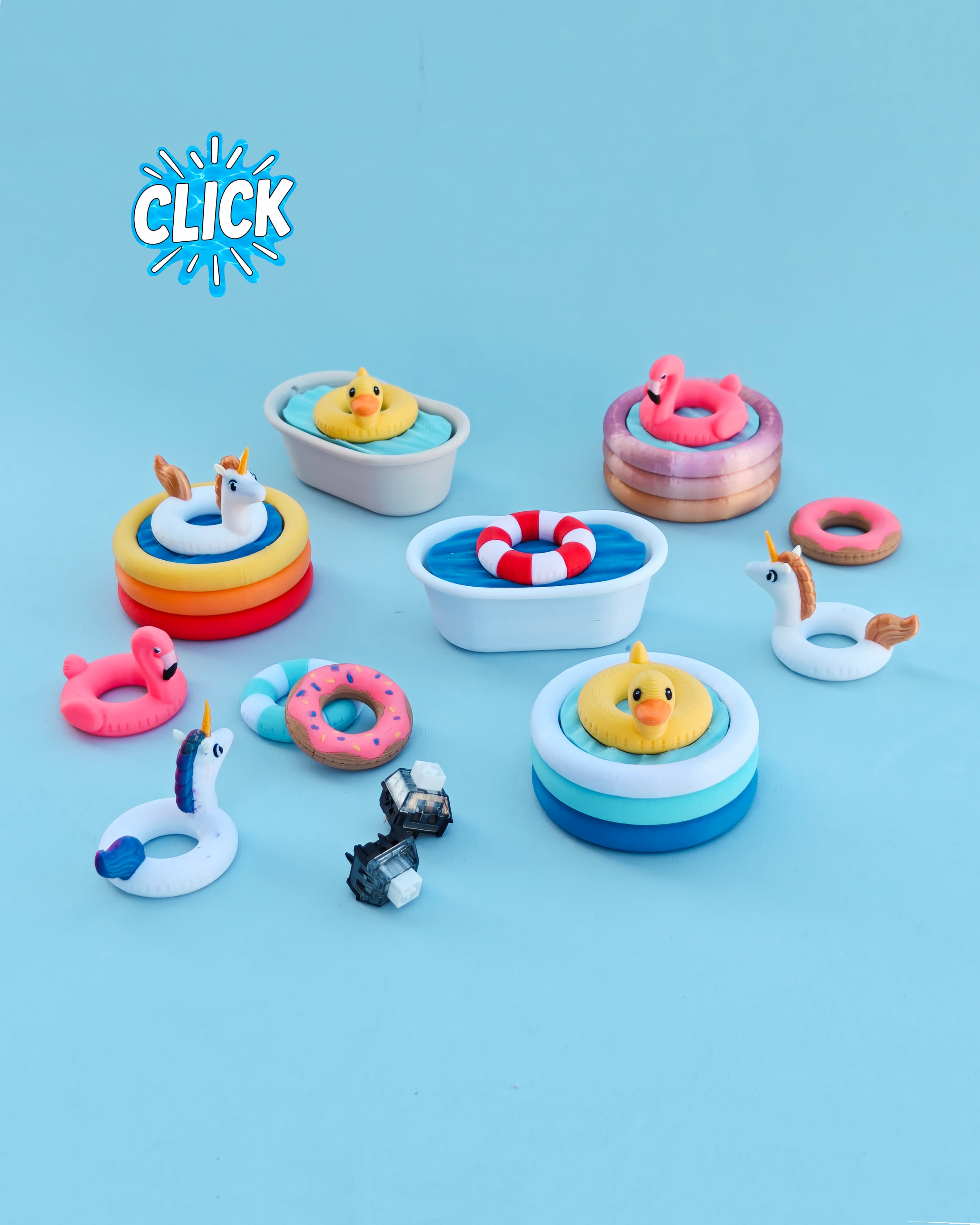 Summer Float Collection | Inflatable Pool Float Fidget Clickers & Desk Toys 3d model