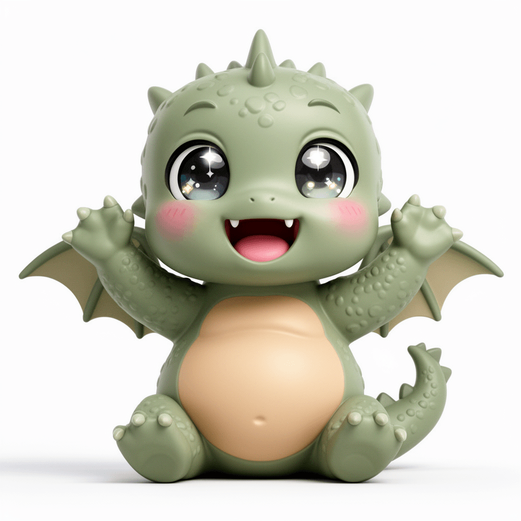 Baby Dragon Chibi Figurine — Happy Hatchling 3d model