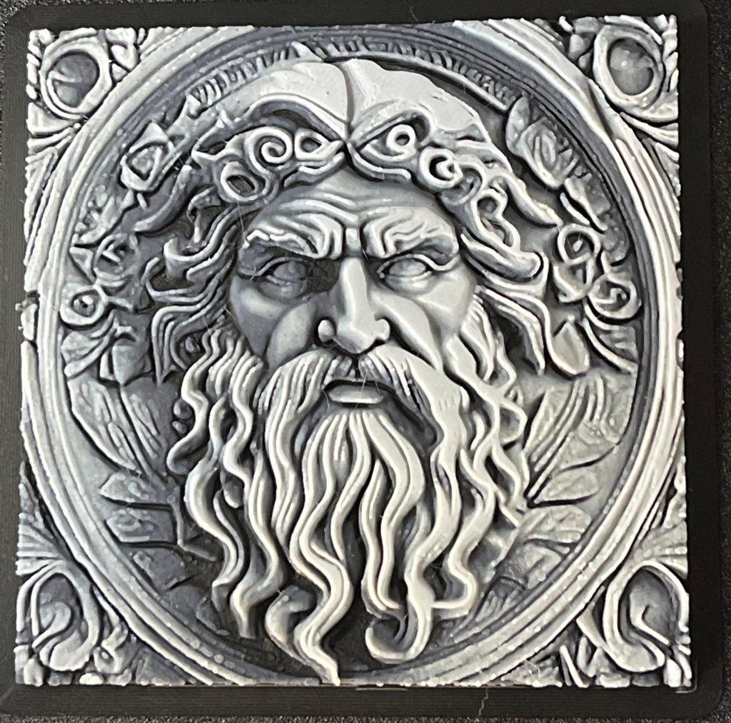 Zeus Stone Carving - Hueforge Print 3d model