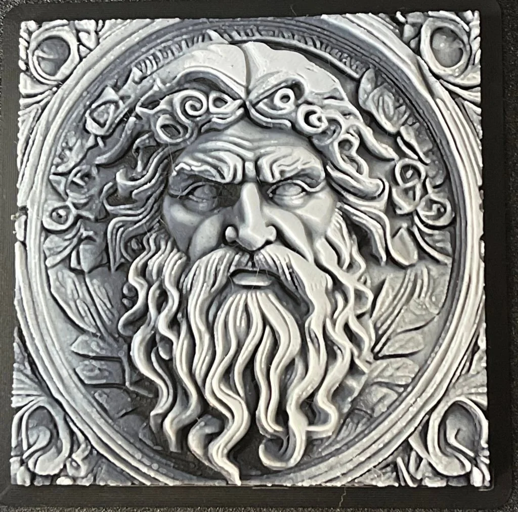 Zeus Stone Carving - Hueforge Print 3d model