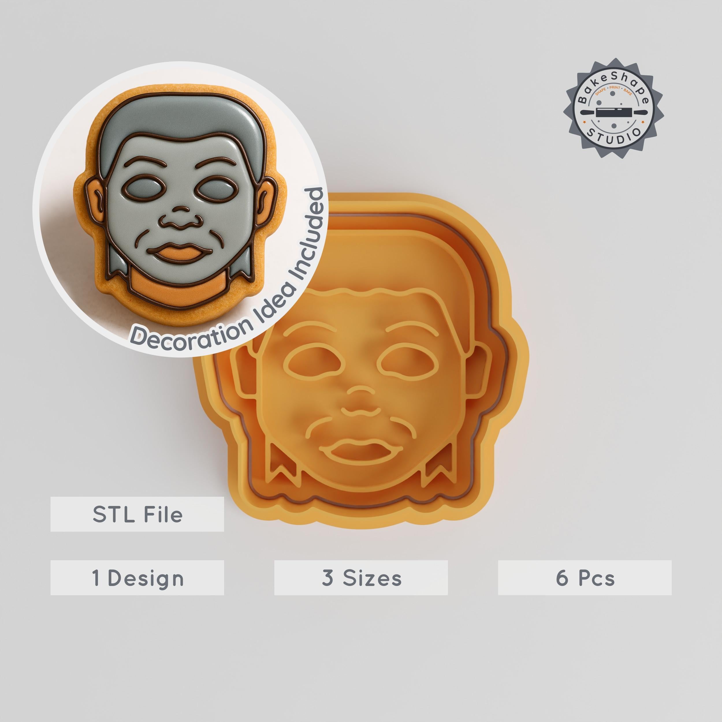 Horror Icon Shape Cutter & Stamp, Perfect for Halloween Cookies or Fondant, 6-Piece Set, S/M/L PRODUCT_991 3d model
