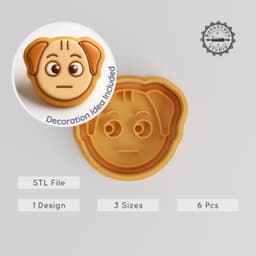 Inquisitive Canine Shape Cutter & Stamp, Cookie & Fondant Tool Set, 3 Sizes, 6 Pieces, Animal Dog Emoji Design PRODUCT_902 3d model