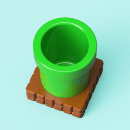 Super Mario Pipe Pen Cup & Base 3d model
